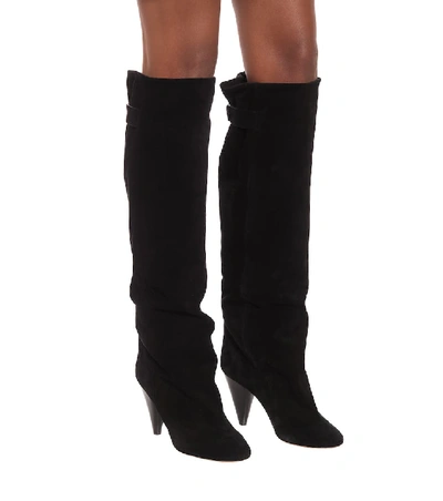 Shop Isabel Marant Lacine Suede Knee-high Boots In Black