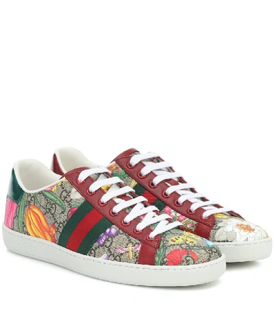 Shop Gucci Ace Gg Supreme Flora Sneakers In Multicoloured