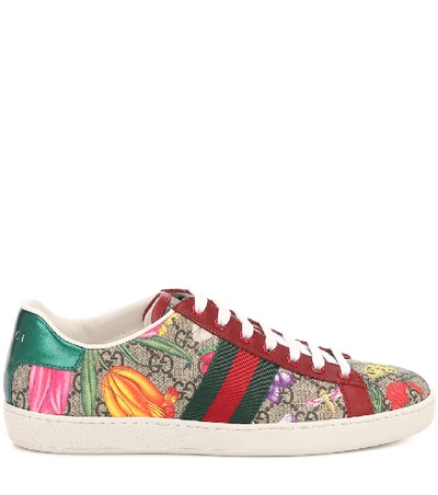 Shop Gucci Ace Gg Supreme Flora Sneakers In Multicoloured