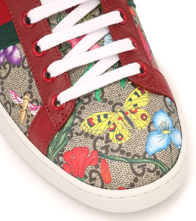 Shop Gucci Ace Gg Supreme Flora Sneakers In Multicoloured