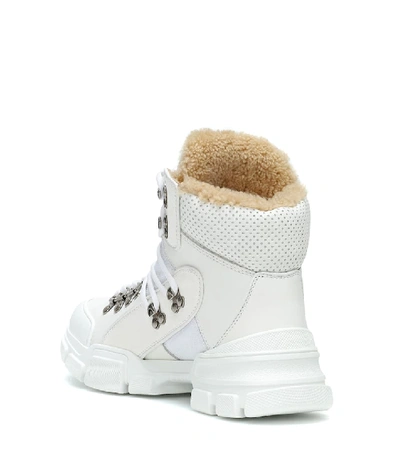 Shop Gucci Flashtrek Leather Ankle Boots In White