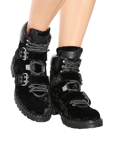 Shop Jimmy Choo Breeze Flat Velvet Ankle Boots In Black