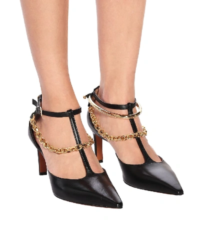 Shop Altuzarra Chain-trimmed Leather Pumps In Black