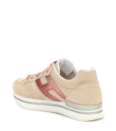 Shop Hogan H222 Suede Sneakers In Beige