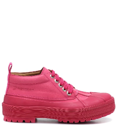 Shop Jacquemus Les Meuniers Leather Ankle Boots In Pink