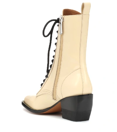 Shop Chloé Rylee Medium Leather Ankle Boots In Beige
