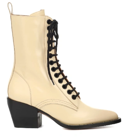 Shop Chloé Rylee Medium Leather Ankle Boots In Beige