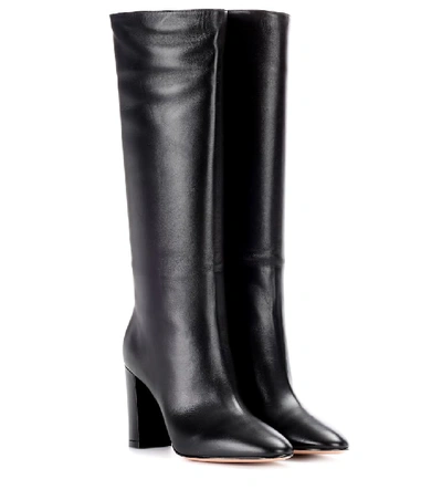 Shop Gianvito Rossi Laura 85 Leather Knee-high Boots In Black