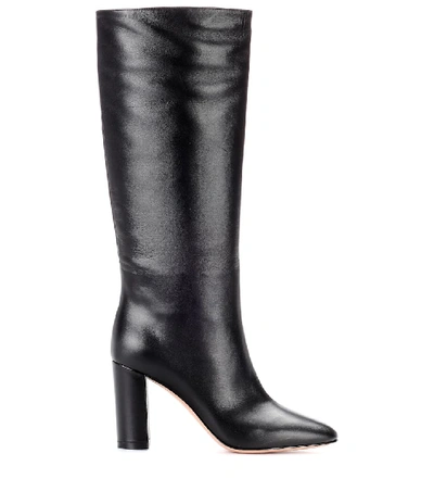 Shop Gianvito Rossi Laura 85 Leather Knee-high Boots In Black