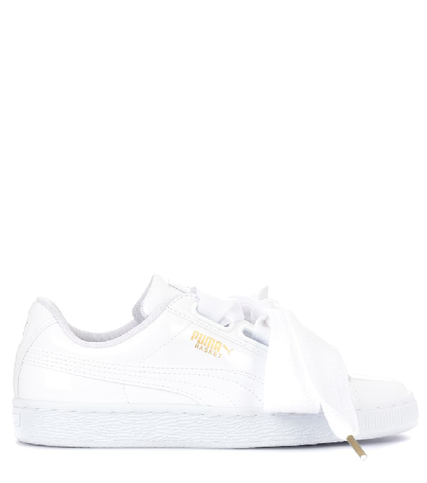 puma patent basket heart sneaker in white