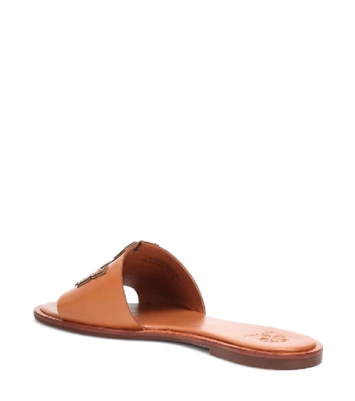 Shop Tory Burch Ines Leather Slides In Brown