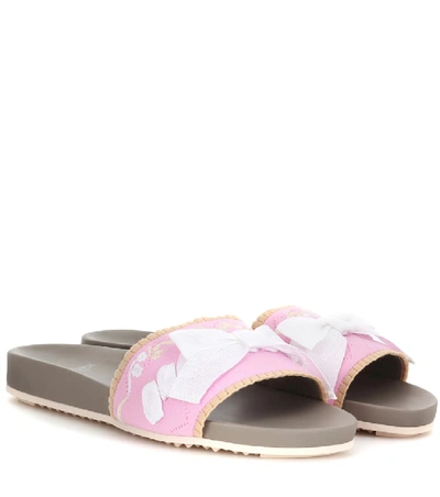 Shop Fendi Ode Embellished Slip-on Sandals In Pink