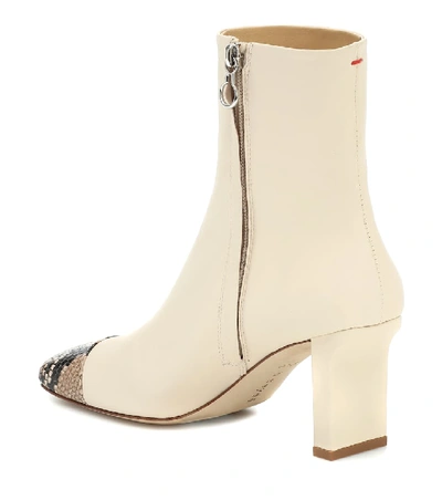 Shop Aeyde Belle Leather Ankle Boots In White