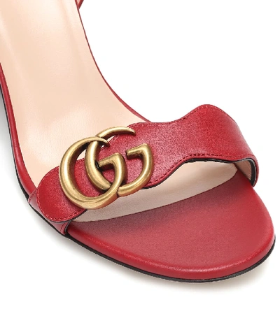 Shop Gucci Marmont Leather Sandals In Red