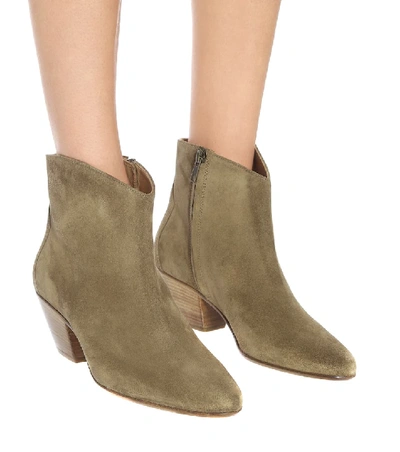 Shop Isabel Marant Dacken Suede Ankle Boots In Green