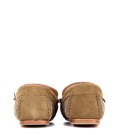 Shop Isabel Marant Finha Embroidered Suede Loafers In Brown