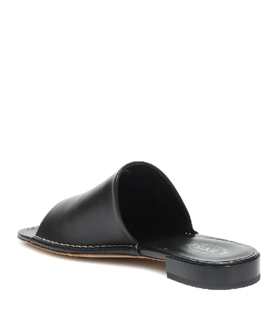 Shop Tod's Leather Sandals In Black