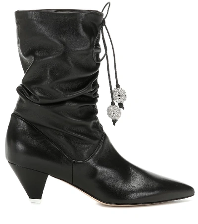 Shop Attico Crystal-embellished Leather Boots In Black