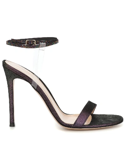 Shop Gianvito Rossi Pvc And Leather-trimmed Sandals In Black