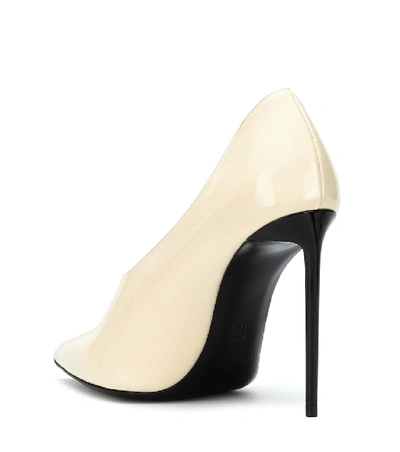 Shop Saint Laurent Teddy Patent Leather Pumps In Beige