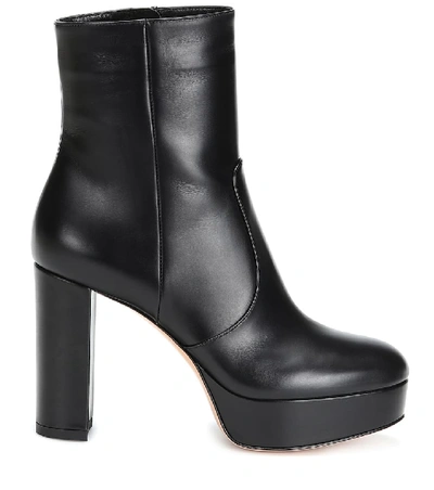 Shop Gianvito Rossi Leather Ankle Boots In Black