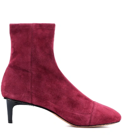 Shop Isabel Marant Daevel Suede Ankle Boots In Red