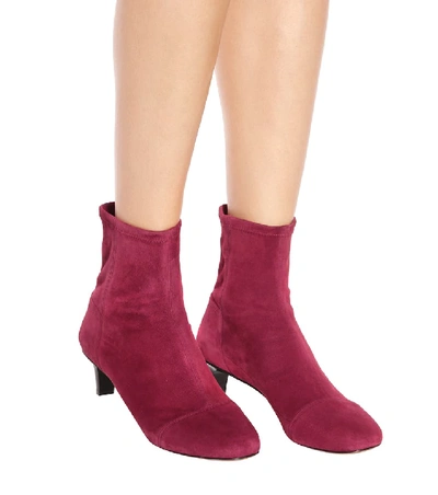 Shop Isabel Marant Daevel Suede Ankle Boots In Red