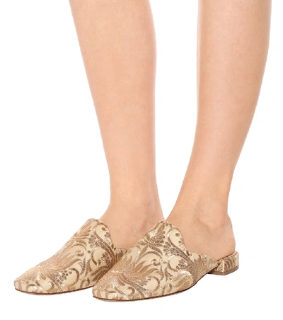 Shop Tory Burch Carlotta Brocade Mules In Gold