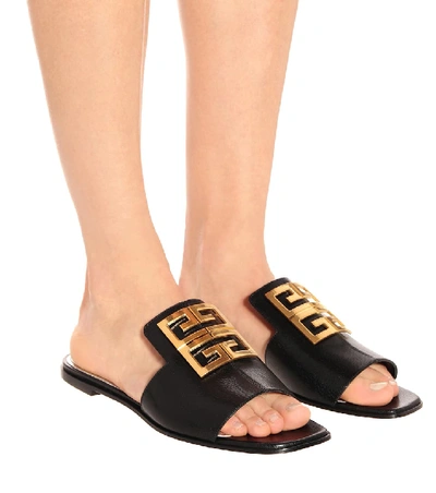 Shop Givenchy 4g Leather Sandals In Black