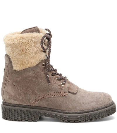 Shop Moncler Patty Suede Ankle Boots In Brown