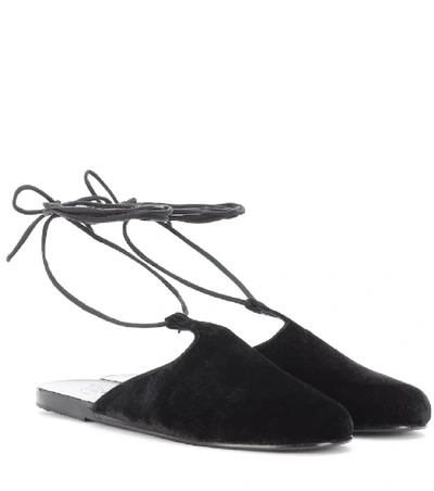 Shop Ancient Greek Sandals Epithymia Velvet Sandals In Black