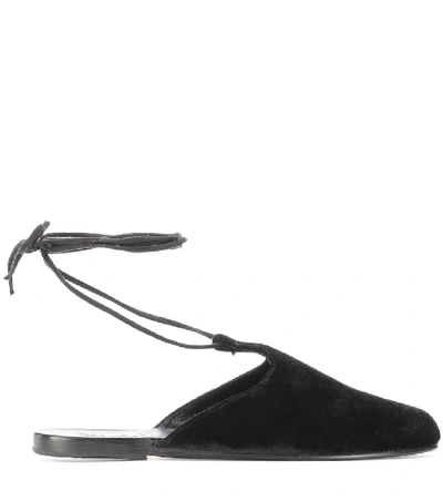 Shop Ancient Greek Sandals Epithymia Velvet Sandals In Black