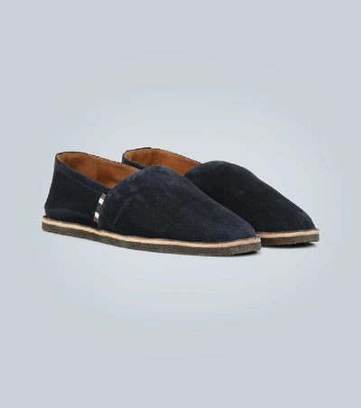 Shop Brunello Cucinelli Suede Loafers In Blue