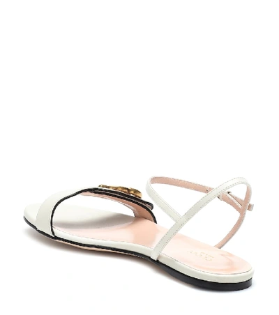 Shop Gucci Marmont Leather Sandals In White