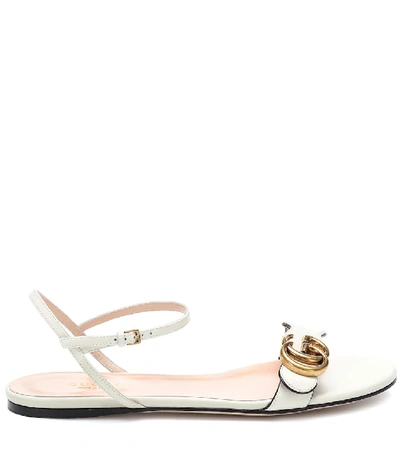 Shop Gucci Marmont Leather Sandals In White