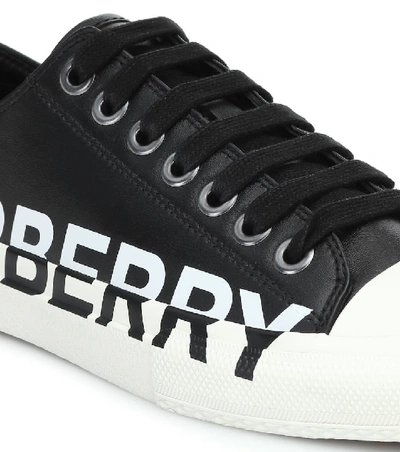 Shop Burberry Logo-print Leather Sneakers In Black