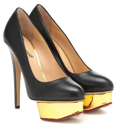 Shop Charlotte Olympia Dolly Leather Plateau Pumps In Black