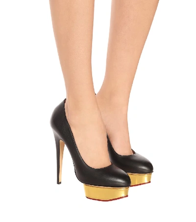 Shop Charlotte Olympia Dolly Leather Plateau Pumps In Black