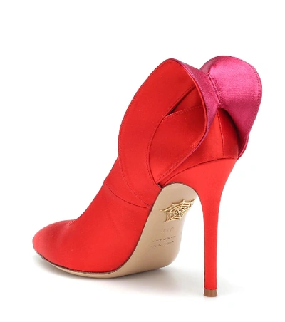 Shop Charlotte Olympia Satin Pumps In Red