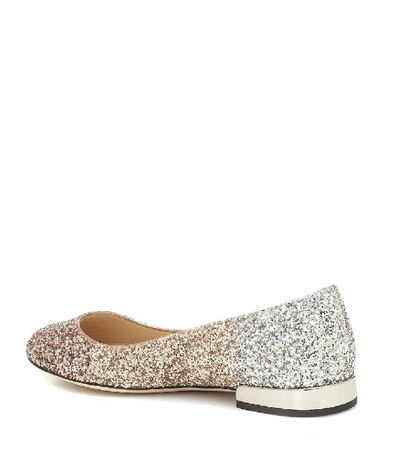 Shop Jimmy Choo Jessie Glitter Ballet Flats In Metallic