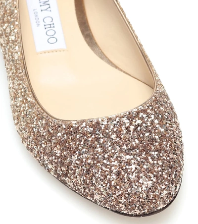 Shop Jimmy Choo Jessie Glitter Ballet Flats In Metallic