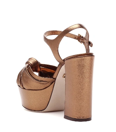 Shop Dolce & Gabbana Metallic Leather Plateau Pumps In Brown