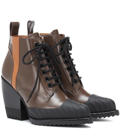 Shop Chloé Rylee Leather Lace-up Boots In Brown