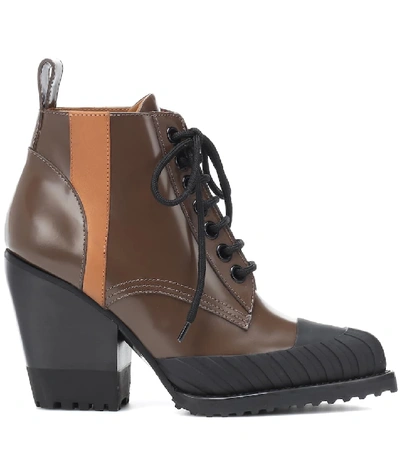 Shop Chloé Rylee Leather Lace-up Boots In Brown