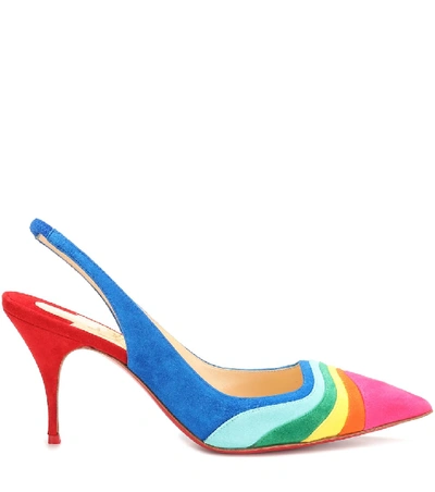 Shop Christian Louboutin Degradama 80 Suede Slingback Pumps In Multicoloured