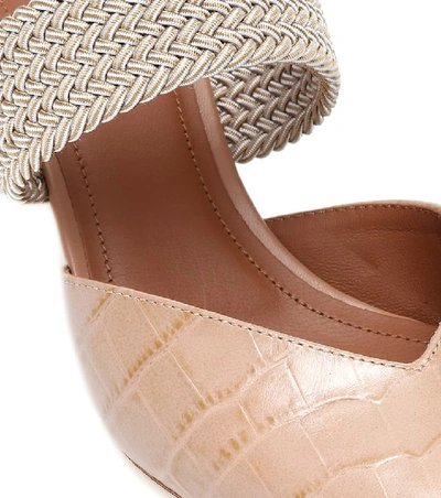 Shop Malone Souliers Maisie 45 Croc-effect Leather Mules In Beige