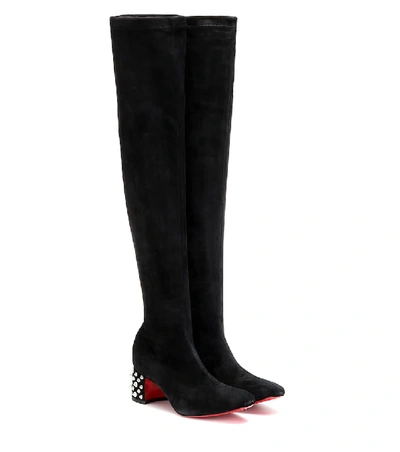 Shop Christian Louboutin Study Stretch 55 Suede Boots In Black