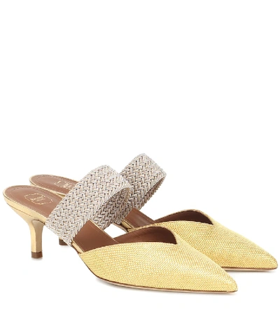 Shop Malone Souliers Maise 45 Raffia Mules In Yellow