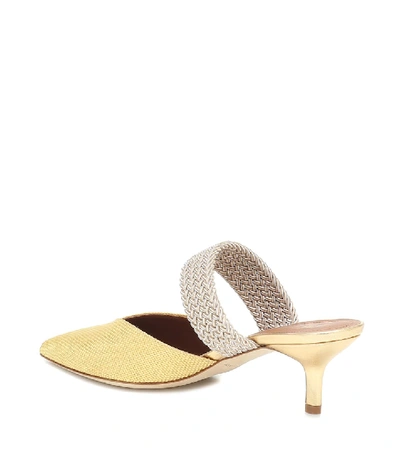 Shop Malone Souliers Maise 45 Raffia Mules In Yellow