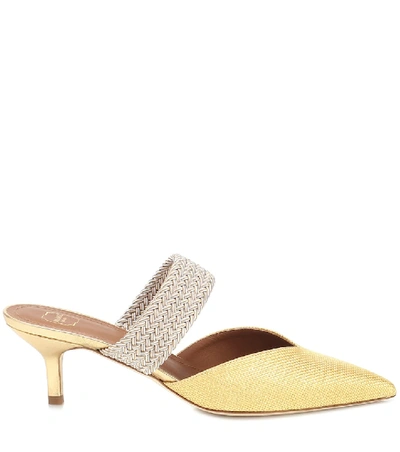 Shop Malone Souliers Maise 45 Raffia Mules In Yellow